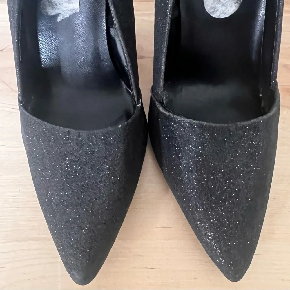 GUESS Black Glitter Sparkle Pumps Women’s 9 Cocktail Party Holiday 4” Heels‎